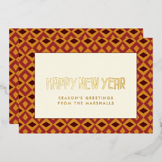 Gelukkig Nieuwjaar in het midden van de eeuw Folie Feestdagenkaart (Voorkant / Achterkant)