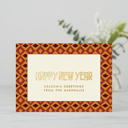 Gelukkig Nieuwjaar in het midden van de eeuw Folie Feestdagenkaart (Staand Voorkant)