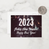 Gelukkig Nieuwjaar in het Spaans  Notitiekaartje (Voorkant / Achterkant in situ)