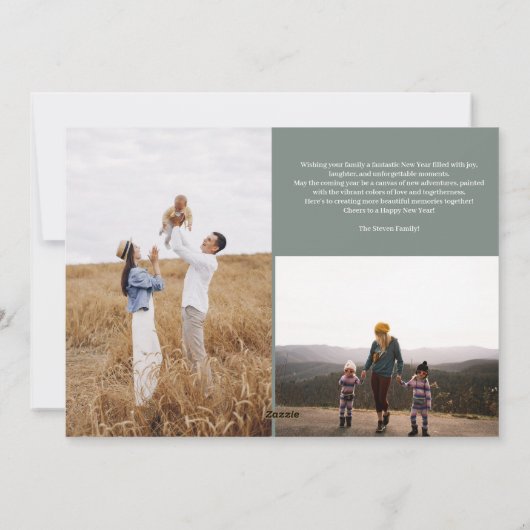 Gelukkig Nieuwjaar in review script 15 foto's groe Feestdagenkaart (Achterkant)