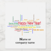 Gelukkig nieuwjaar in verschillende talen wijn etiket (Enkel label)