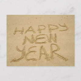 Gelukkig nieuwjaar in zand briefkaart