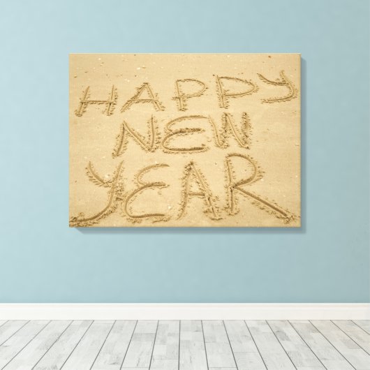 Gelukkig nieuwjaar in zand canvas afdruk (Insitu (Houten vloer))