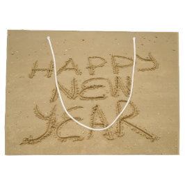 Gelukkig nieuwjaar in zand groot cadeauzakje