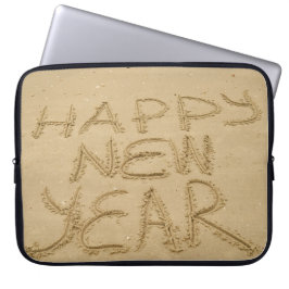 Gelukkig nieuwjaar in zand laptop sleeve