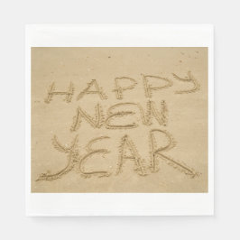 Gelukkig nieuwjaar in zand servet