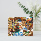 Gelukkig Nieuwjaar, Jaar van de Draak 2024 Feestdagenkaart (Staand voorkant)