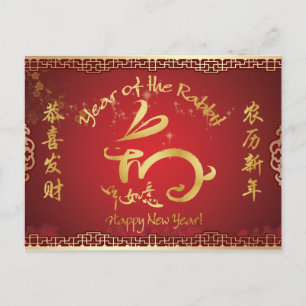 Gelukkig nieuwjaar - Jaar van het konijn 2011 Feestdagenkaart
