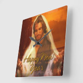 Gelukkig nieuwjaar Jezus Klock Opties Vierkante Klok (Hoek)