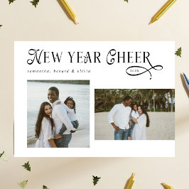 Gelukkig Nieuwjaar Juich Modern Familie Fotocolla Feestdagenkaart