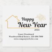 Gelukkig nieuwjaar juichen | minimalistisch onroer sparkling wijnetiket (Enkel label)