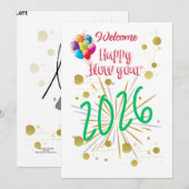 Gelukkig Nieuwjaar Kaart 2026 Eenvoudig en Mooi  (Voorkant / Achterkant)