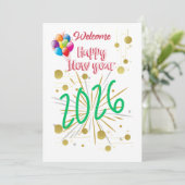 Gelukkig Nieuwjaar Kaart 2026 Eenvoudig en Mooi  (Staand voorkant)