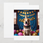 gelukkig nieuwjaar kaart hond (Voorkant / Achterkant)