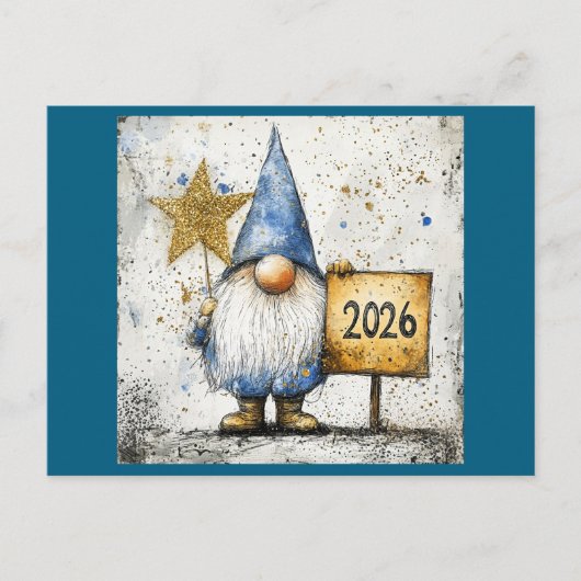 Gelukkig Nieuwjaar Kabouter, 2026, Briefkaart (Voorkant)