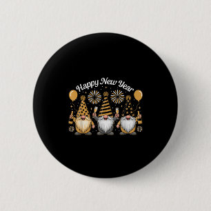 Gelukkig Nieuwjaar Kabouter Confetti Vuurwerk Nieu Ronde Button 5,7 Cm