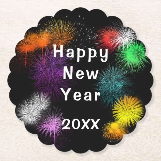 Gelukkig nieuwjaar kartonnen onderzetters (Voorkant)