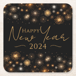 Gelukkig nieuwjaar kartonnen onderzetters