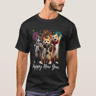 Gelukkig Nieuwjaar Kat 2025 Gelukkig Miauw Jaar Ki T-shirt