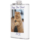 Gelukkig Nieuwjaar Kat Foto Aangepast Heupfles (Links)