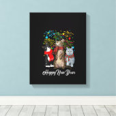 Gelukkig nieuwjaar kat Happy Meow 2023 kit Canvas Afdruk (Insitu (Houten vloer))