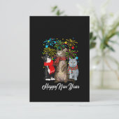 Gelukkig nieuwjaar kat Happy Meow 2023 kit RSVP Kaartje (Staand voorkant)