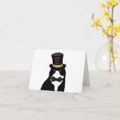 Gelukkig Nieuwjaar Kat Wenskaart Kaart (Gele Bloem)