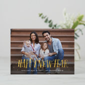 Gelukkig nieuwjaar kent een fotomarine folie feestdagenkaart (Staand Voorkant)