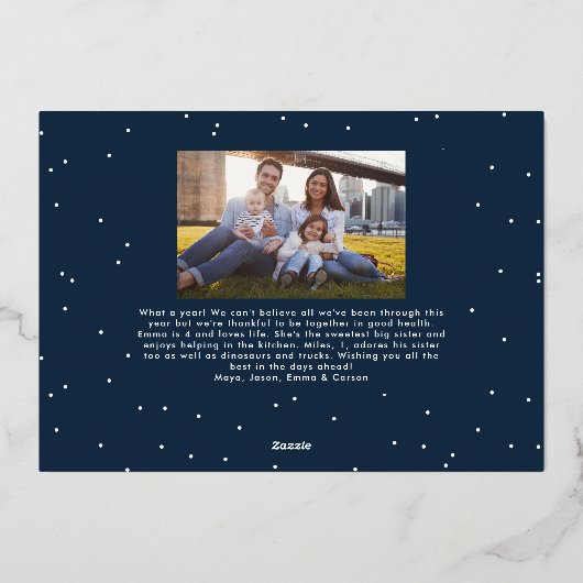 Gelukkig nieuwjaar kent een fotomarine folie feestdagenkaart (Achterkant)