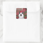 Gelukkig Nieuwjaar, Kerst sticker, Husky, Flowers Vierkante Sticker (Tas)