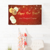 Gelukkig Nieuwjaar, kerstballen, rood Spandoek (Insitu)