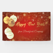 Gelukkig Nieuwjaar, kerstballen, rood Spandoek (Horizontaal)