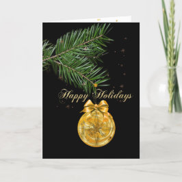 Gelukkig Nieuwjaar, Kerstboom gouden decoraties Feestdagen Kaart