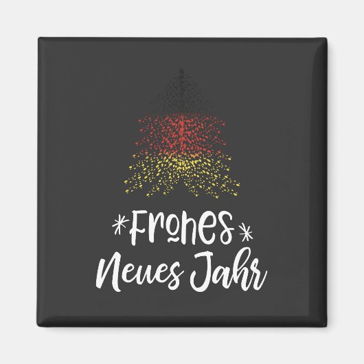 Gelukkig Nieuwjaar kerstboom met Duitse vlag Magneet (Voorkant)