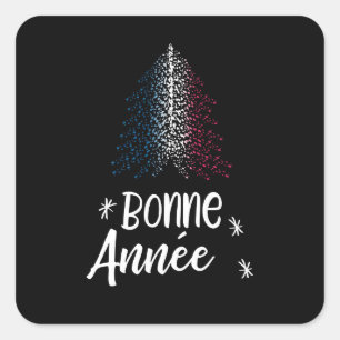 Gelukkig Nieuwjaar kerstboom met Franse vlag Vierkante Sticker