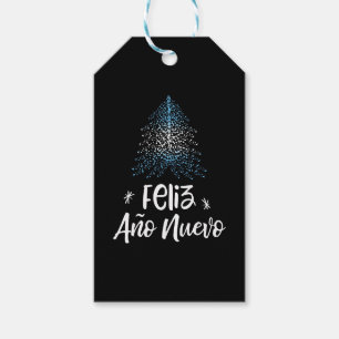 Gelukkig Nieuwjaar kerstboom met vlag Argentinië Cadeaulabel