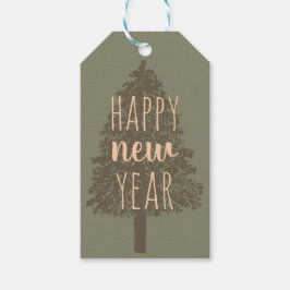 Gelukkig Nieuwjaar · Kerstboom  Winter Cadeaulabel