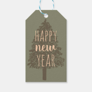 Gelukkig Nieuwjaar · Kerstboom Winter Cadeaulabel