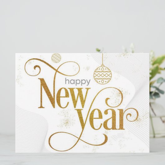 Gelukkig Nieuwjaar Kerstkaart (Staand voorkant)