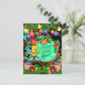 Gelukkig nieuwjaar! kip feestdagenkaart (Staand voorkant)