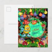 Gelukkig nieuwjaar! kip feestdagenkaart (Voorkant / Achterkant)