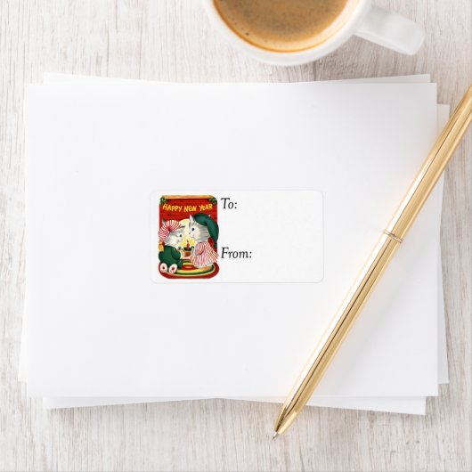  gelukkig nieuwjaar Kittens Gift Label (Insitu)