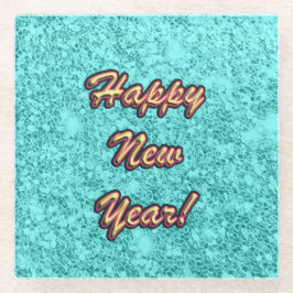 Gelukkig nieuwjaar kleurrijk glazen onderzetter