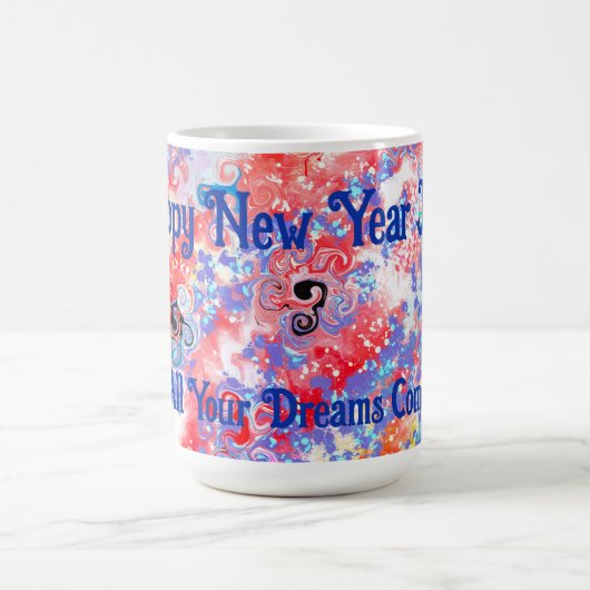 Gelukkig Nieuwjaar Kleurrijk Marmer Abstract Magische Mok (Midden)