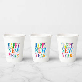  Gelukkig nieuwjaar kleurrijk   Papieren Bekers