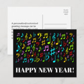 GELUKKIG NIEUWJAAR + Kleurrijke Muzieksymbolen Bri Briefkaart (Voorkant / Achterkant)