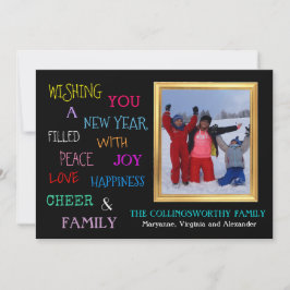 Gelukkig Nieuwjaar Kleurrijke Typografie Met Foto Feestdagenkaart