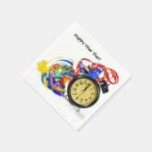 Gelukkig Nieuwjaar klok en lint Servet (Hoek)