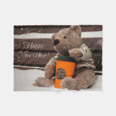 Gelukkig nieuwjaar. Knuffel Beer. Fleece Deken (Voorkant (Horizontaal))
