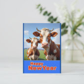 Gelukkig Nieuwjaar koeien Briefkaart (Staand voorkant)